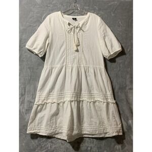 Vero Moda White‎ Dress Women's Small Mini Tunic Tassel Tie Boho Casual Cottage